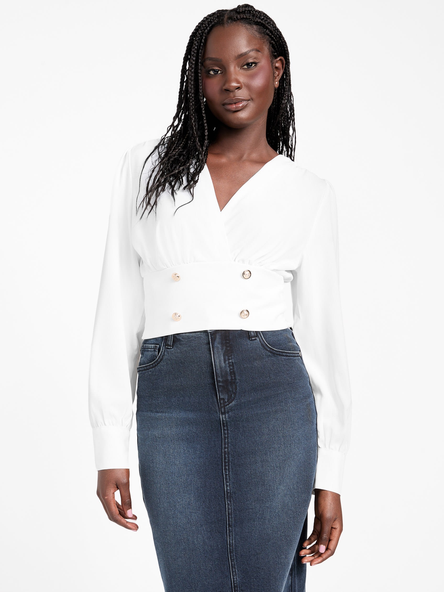 

Укороченный топ Kasey Guess Factory, цвет pure white
