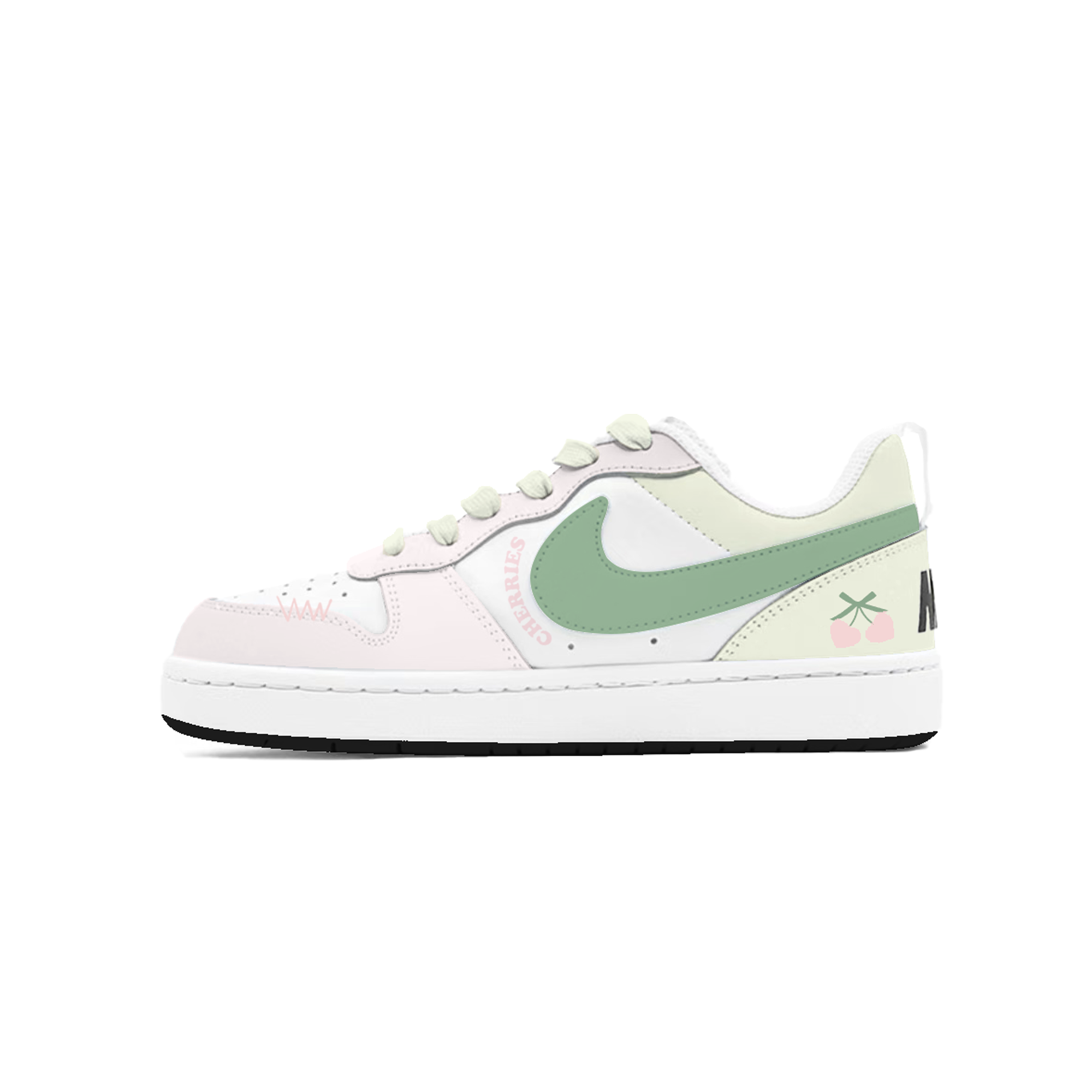 

Детские кроссовки для скейтбординга Court Borough Cherry Blossom Lime с дышащим низким верхом для подростков Nike, белый