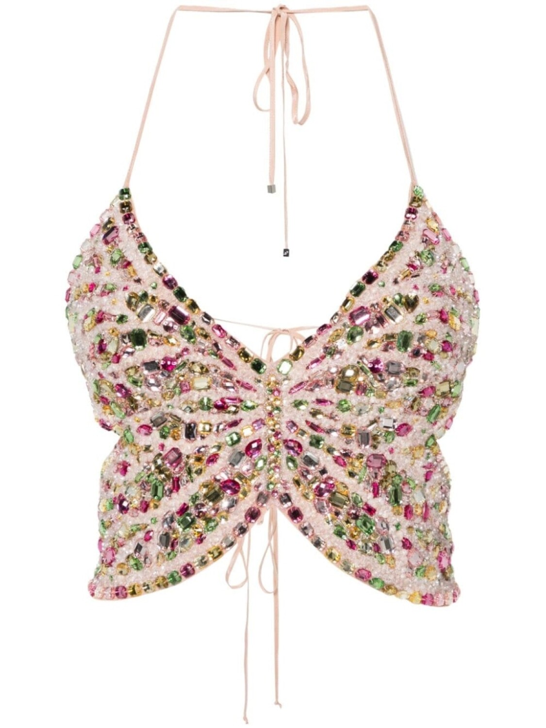 

Blumarine топ с вырезом халтер и стразами, нейтральный цвет