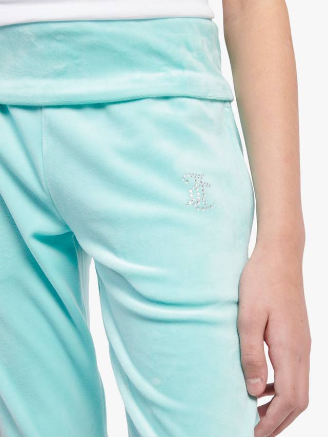 Детские джоггеры с поясом на манжете из велюра Juicy Couture, Angel Blue — фото 4