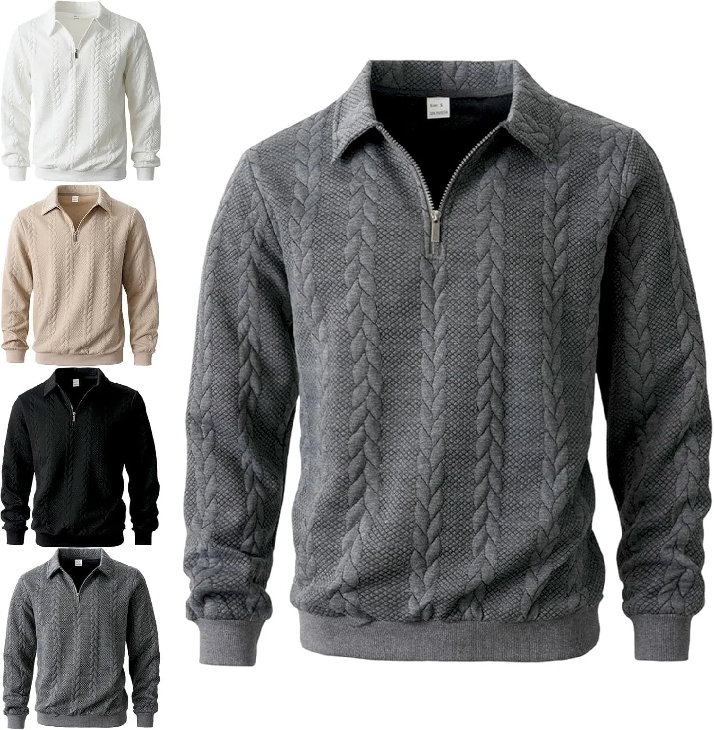 

Мужской повседневный полу-зип свитер с косой вязкой Dododox