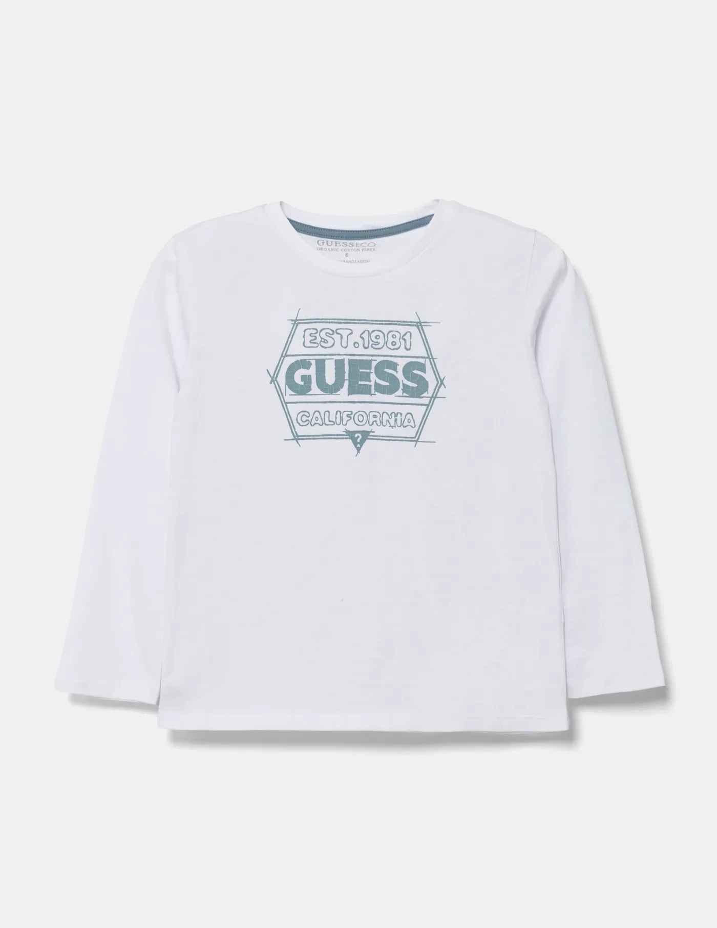 

Хлопковая футболка с длинными рукавами для мальчиков и девочек Guess, белый
