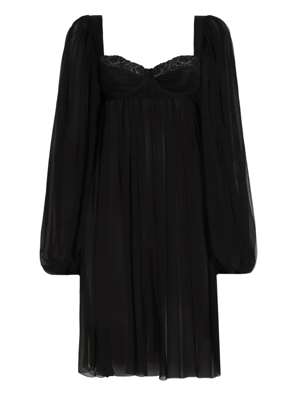 

Кружевное платье мини с объемными рукавами Dolce & Gabbana, черный