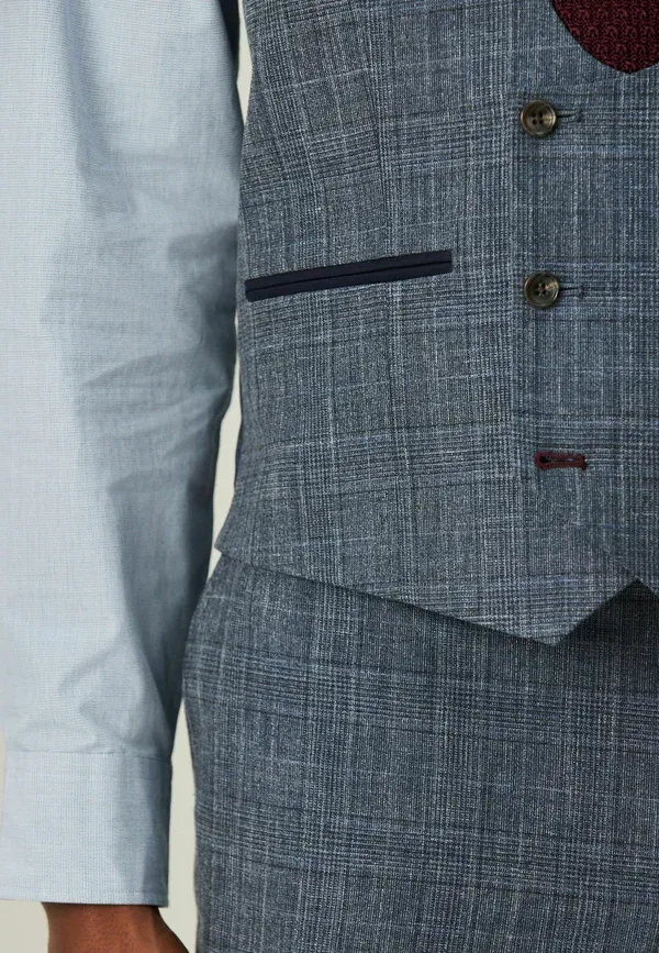 Жилет Regular fit trimmed check suit, Next, темно-синий — фото 4