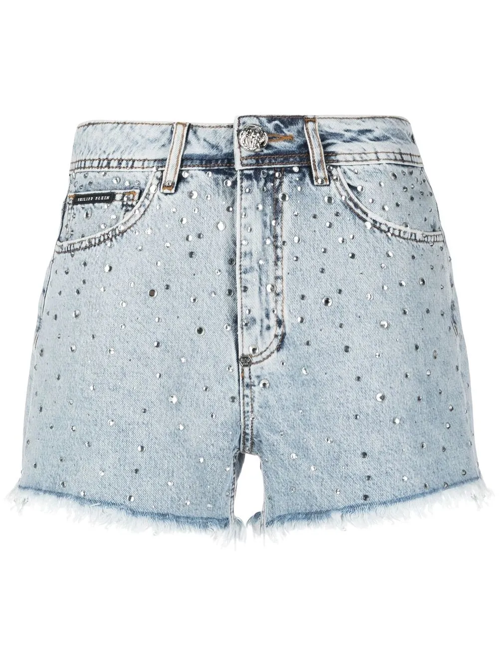

Мини-шорты, украшенные кристаллами Philipp Plein, синий