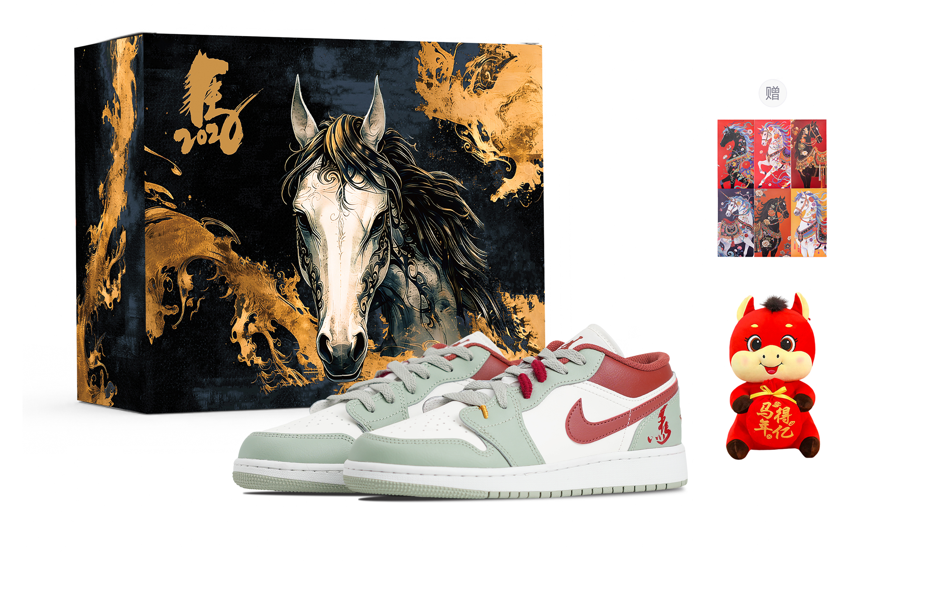 

Jordan Air 1 Horse Leap Spring Festival амортизирующие низкие детские баскетбольные кроссовки Red Green для подростков