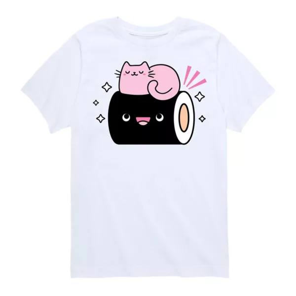 

Футболка с рисунком кота кавайи для мальчиков 8-20 лет Licensed Character, белый