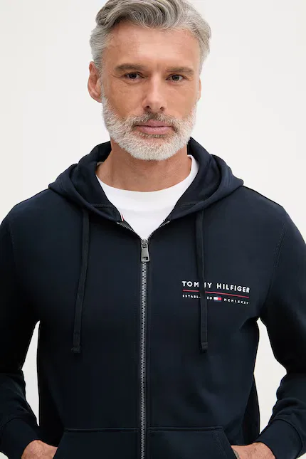Толстовка на молнии хлопок Tommy Hilfiger, темно-синий — фото 4