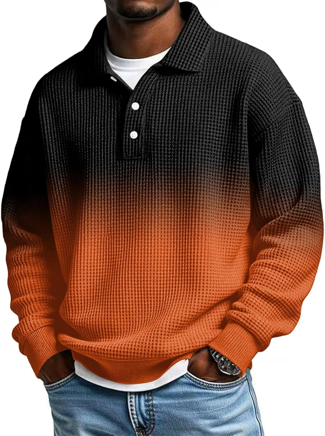 

Waffle Long Sleeve Polo для мужчин Big and Tall lopmou