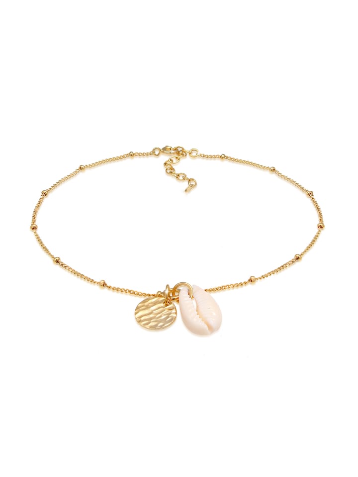 

Elli Браслет Fußschmuck 925 Sterling Silber Muschel, Plättchen in Gold