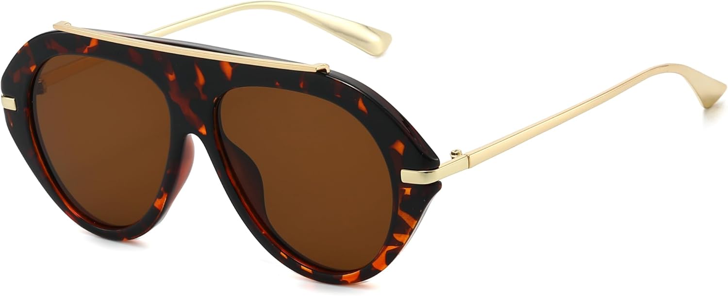 

Солнцезащитные очки Long Keeper Oversized Pilot - для женщин и мужчин, в стиле ретро 70-х, золотистые квадратные, модные, с плоской верхней частью, солнцезащитные очки UV400, Leopard Dark Brown