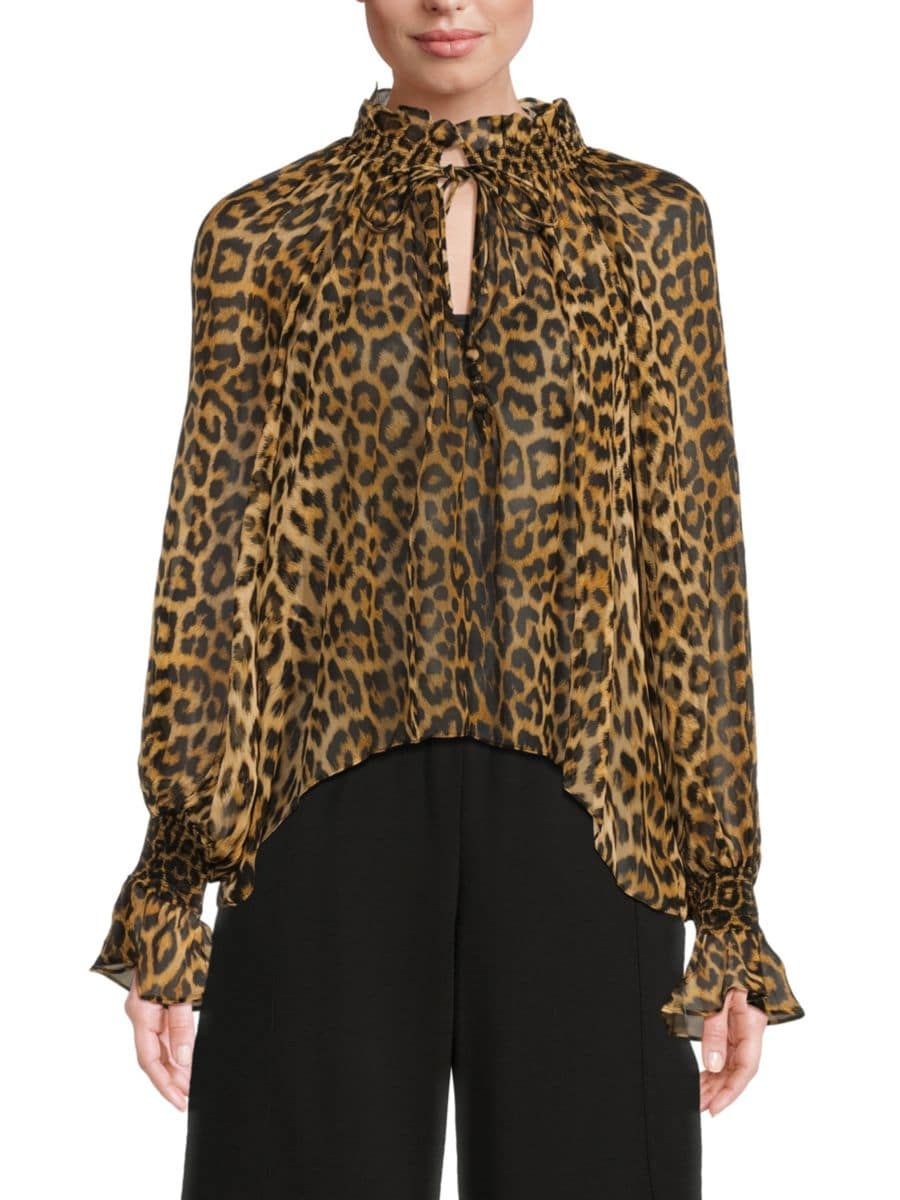 

Шелковая блузка с леопардовым принтом Norah Alice + Olivia, цвет Leopard
