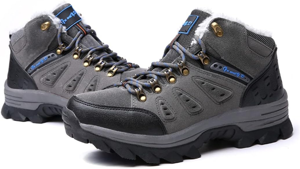 

Зимние мужские ботинки Kervaky с меховой подкладкой, утепленные, на шнуровке, противоскользящие, для зимнего туризма, серый