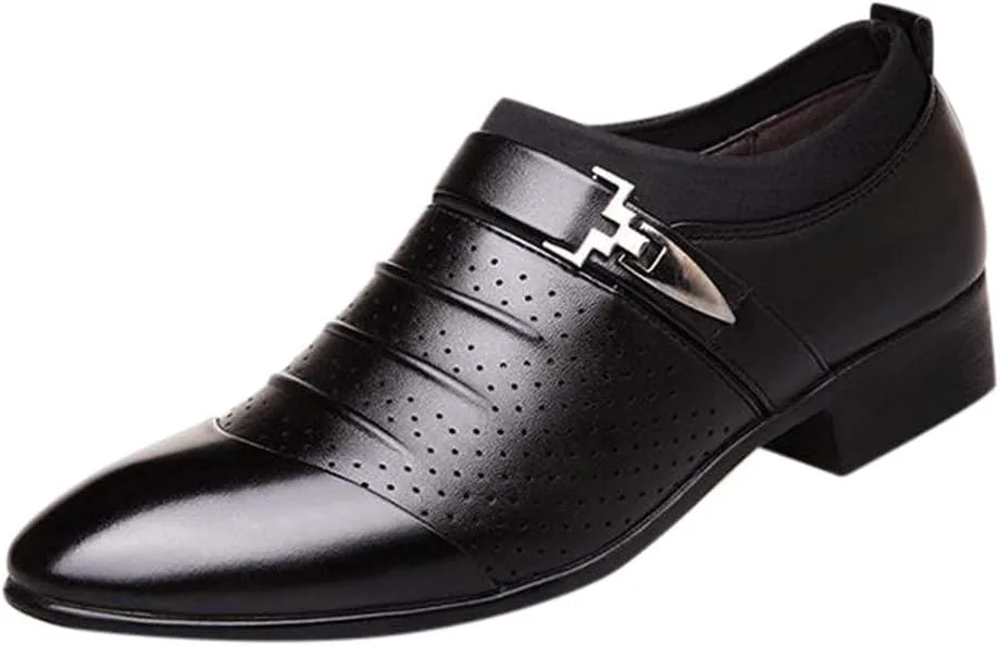 

Мужские туфли BORAMAX из искусственной кожи с перфорацией, дышащие, деловые, модные, для свадьбы, с комфортным острым носком, оксфорды, черный