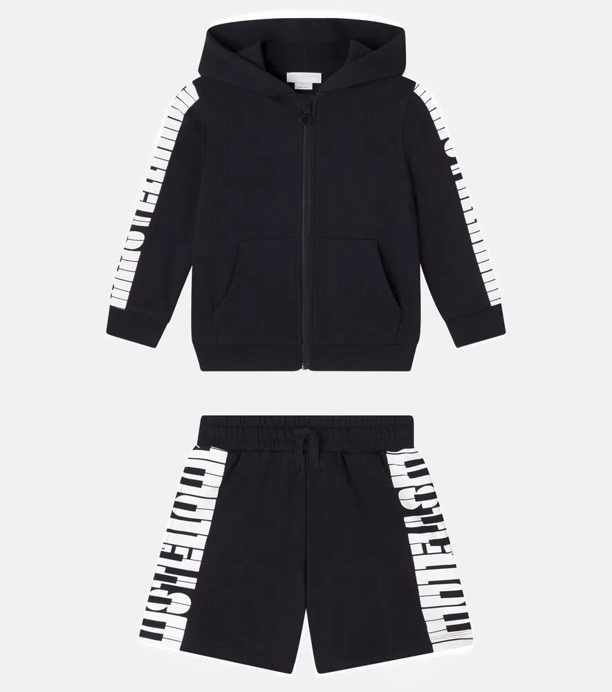 Комплект из хлопковой толстовки с принтом и шорт Stella McCartney Kids, черный — фото 4