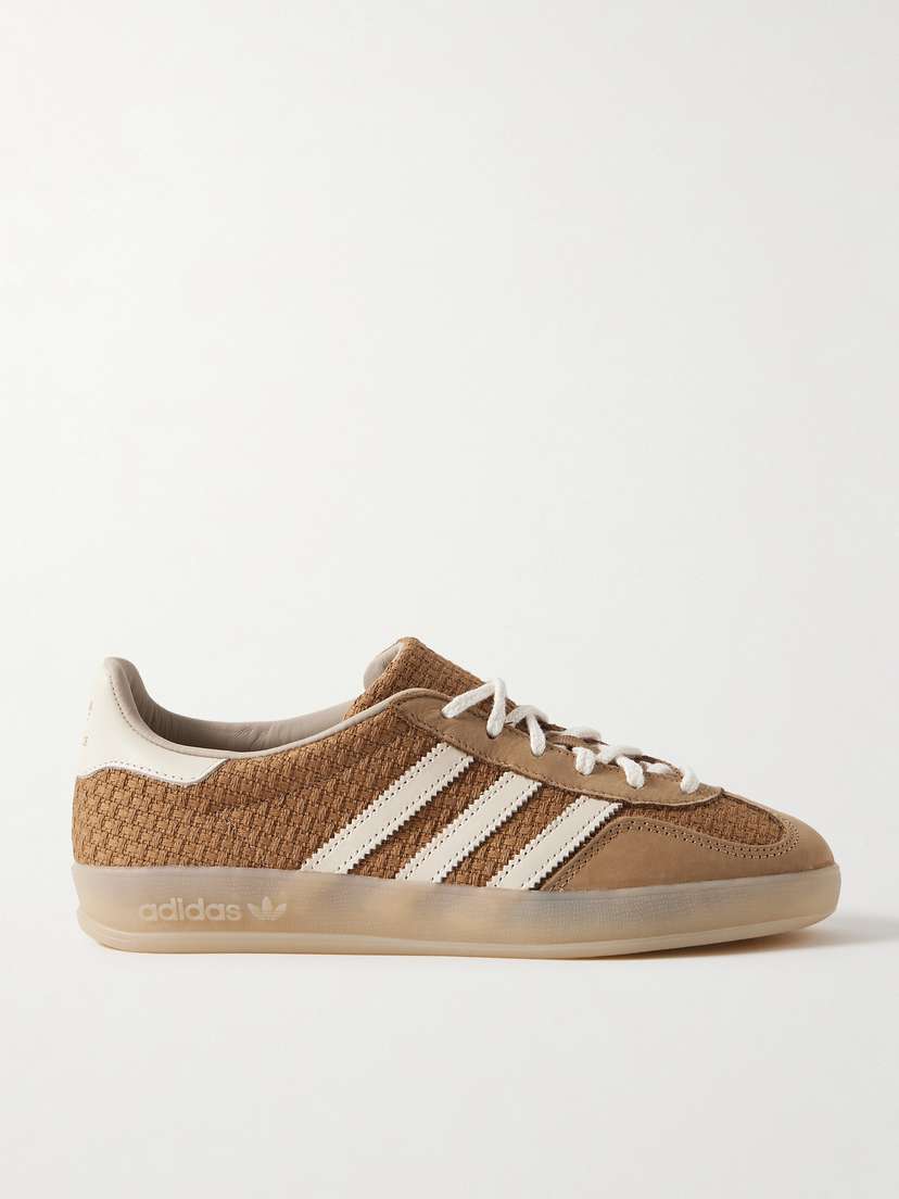 Кроссовки Gazelle для дома из нубука и жаккарда с кожаной отделкой Adidas Originals, коричневый
