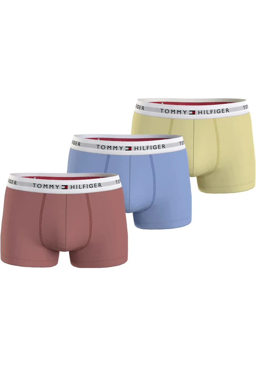 

Tommy Hilfiger Underwear Trunk "3P TRUNK" (3 шт. в упаковке, 3 шт. в упаковке), цветной, с белым эластичным поясом с логотипом, фирменная коллекция, коралловый