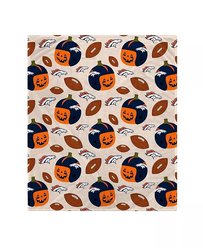 

Флисовое одеяло Corral Denver Broncos размером 60 x 70 дюймов с тыквенным шлемом Pegasus Home Fashions, мультиколор