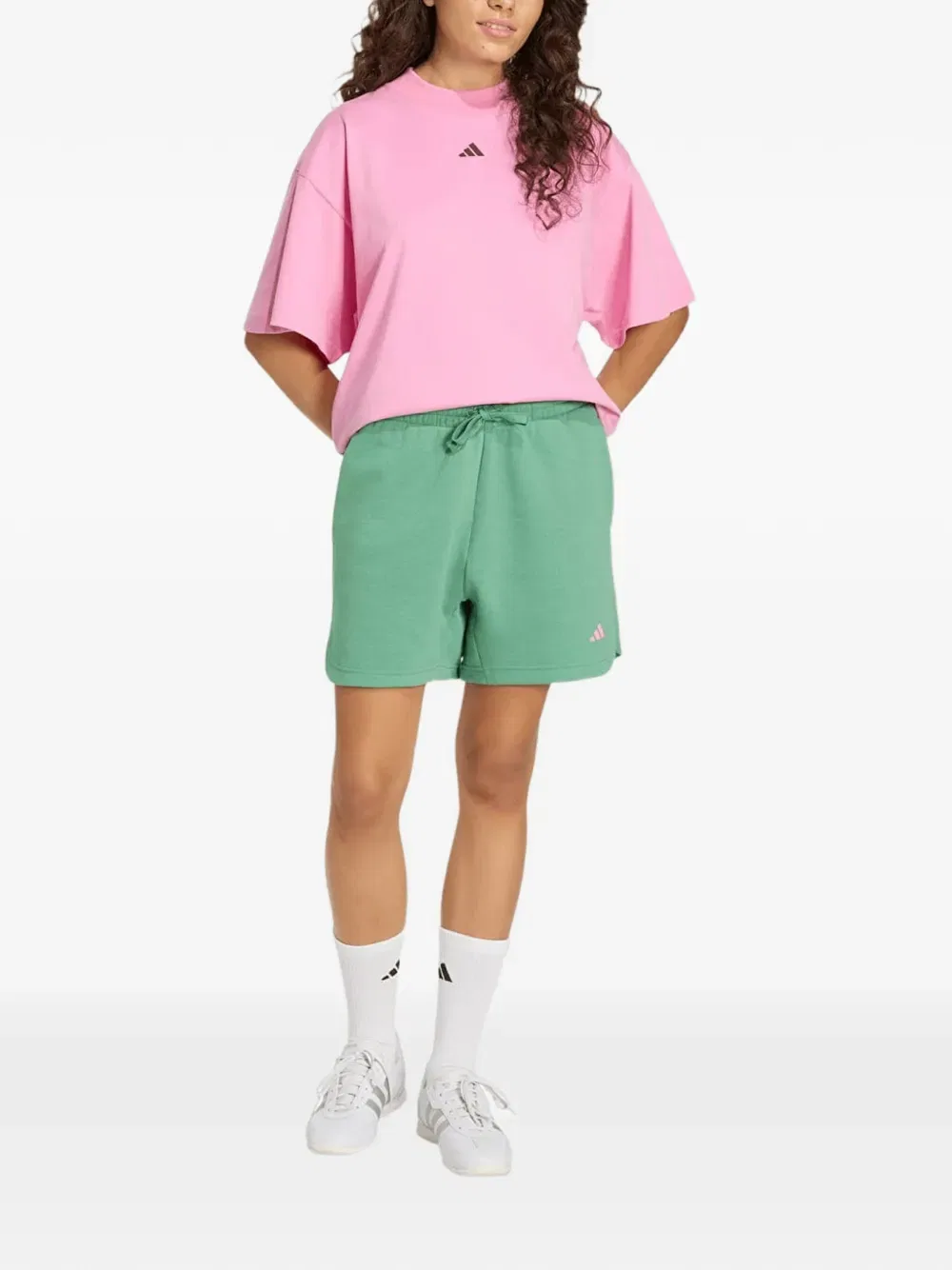 Шорты с вышитым логотипом Adidas, зеленый — фото 2