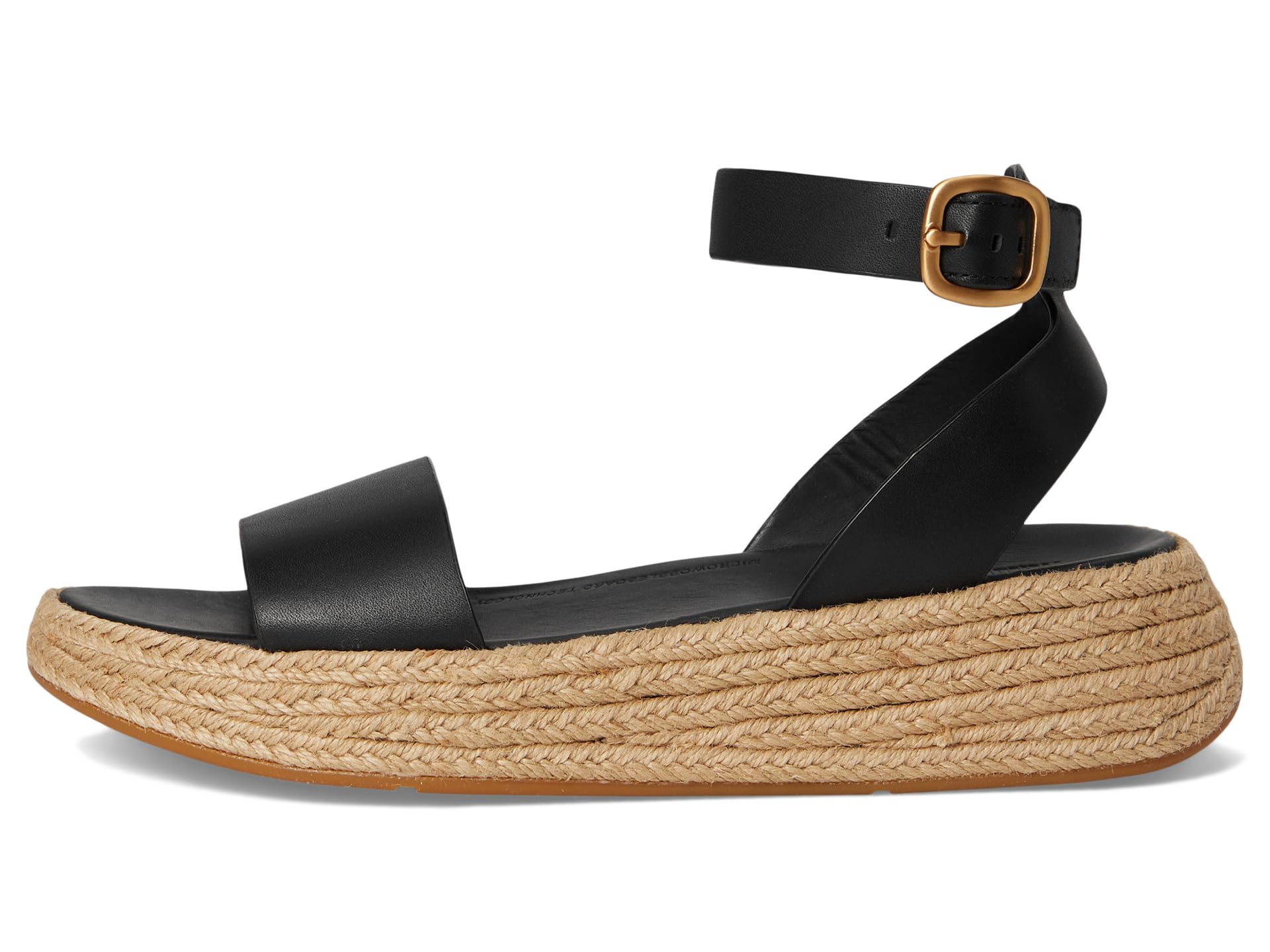 Сандалии FitFlop F-Mode Espadrille Leather Flatform A/Strap Sandals, черный — фото 4