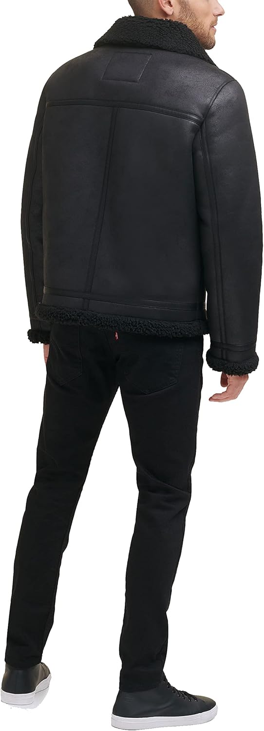 Мужская куртка-авиатор Levi's из искусственной овчины Rancher, Black — фото 2
