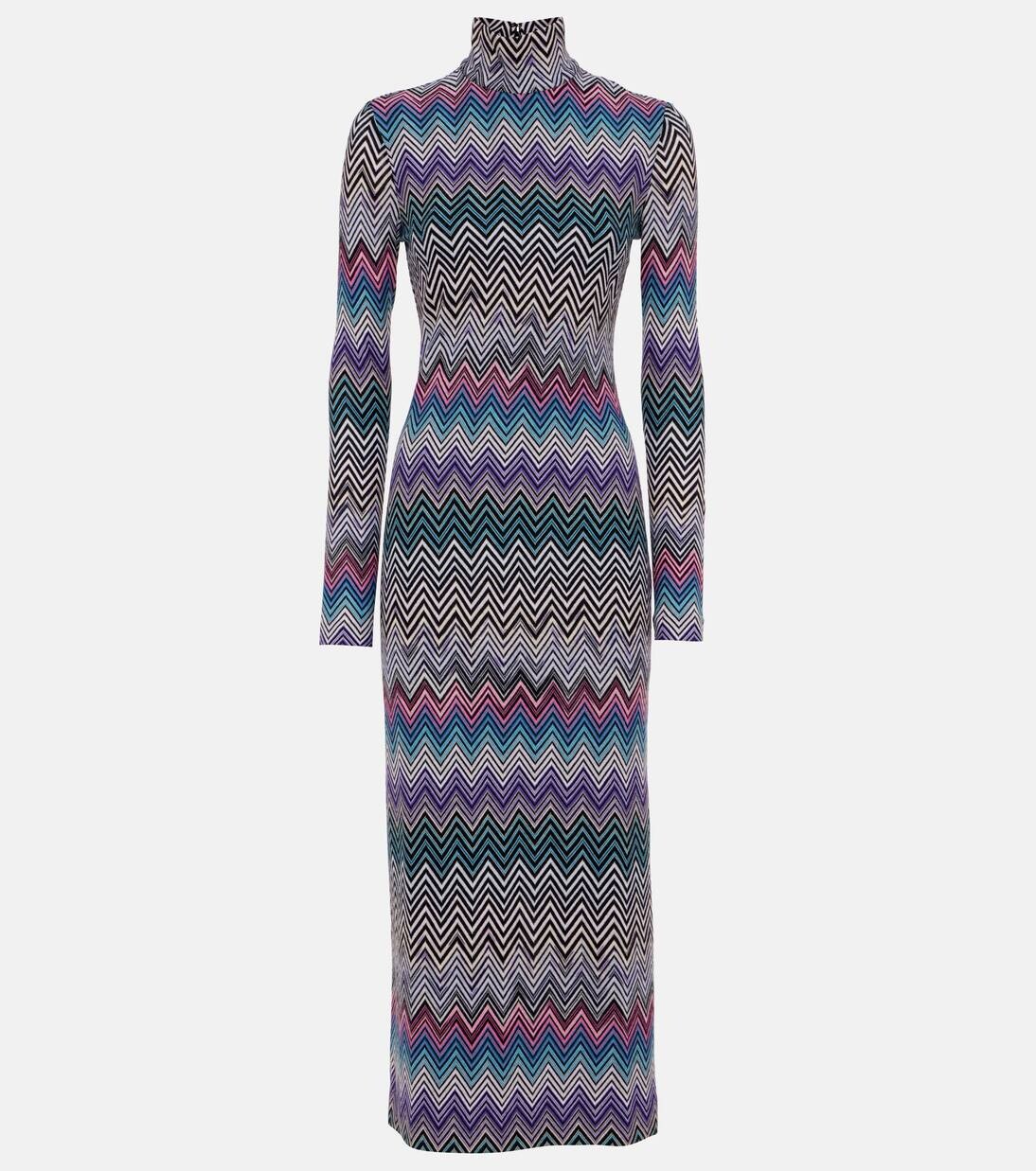 

Платье-водолазка с зигзагом Missoni, цвет multicolor purple, turquoise, pink with dark base