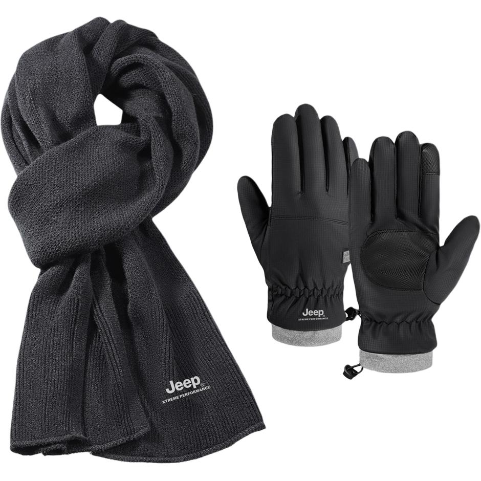 

Перчатки Unisex Jeep, two-piece set[черный scarf+черный glove]