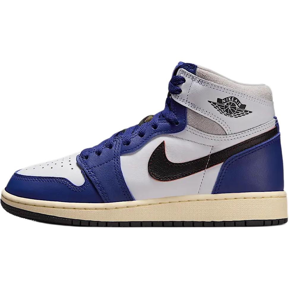 Jordan Air 1 устойчивые к истиранию высокие детские баскетбольные кроссовки white blue