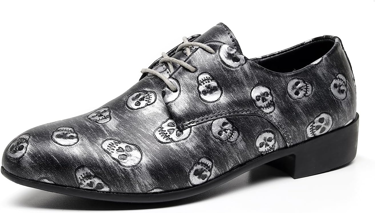 

Мужские оксфорды Dacnakby с черепом, кожаные оксфорды на шнуровке, черные удобные классические туфли