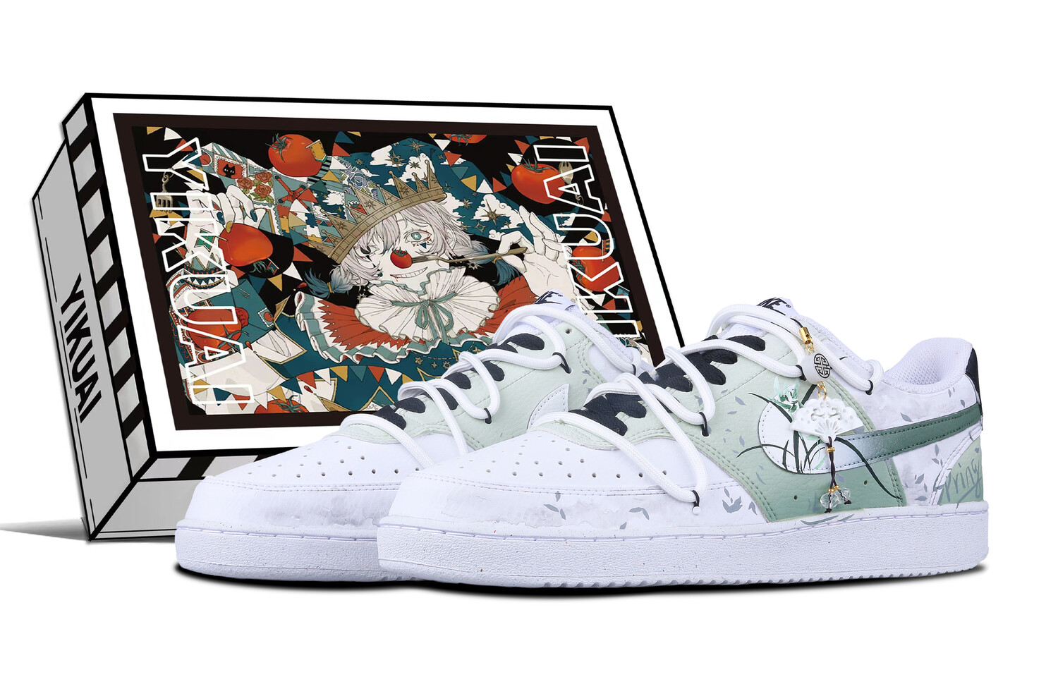 

Кроссовки Nike Court Vision 1 Skateboarding Shoes Men Low-top White/green/gray, цвет Jasper