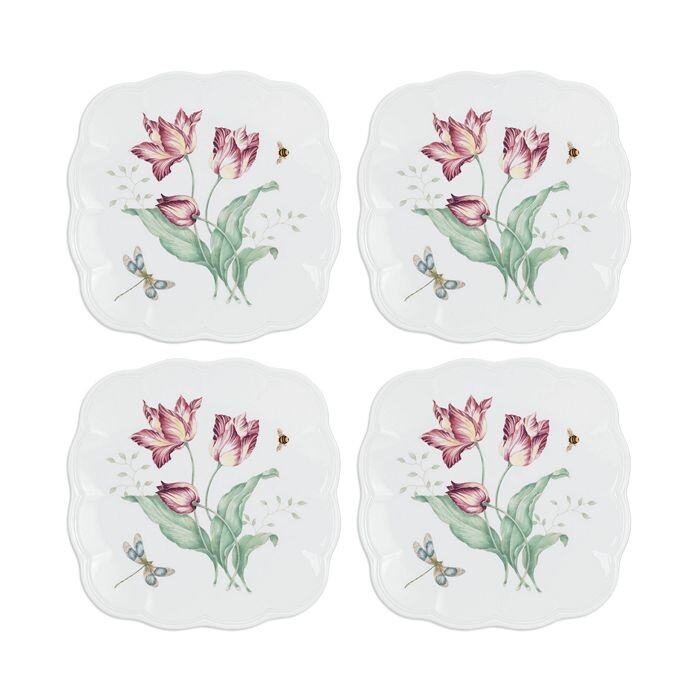 

Квадратные акцентные пластины Lenox Butterfly Meadow, набор из 4 шт, белый