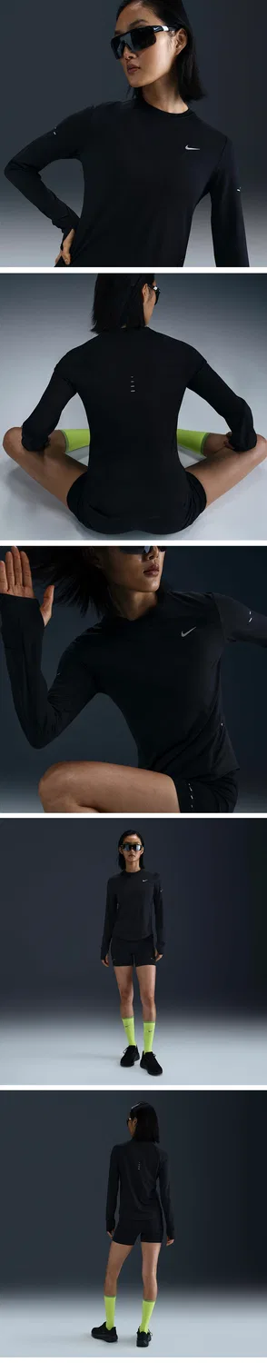 Женский беговой топ Nike Swift Dri-Fit UV с длинным рукавом чёрного цвета — фото 2