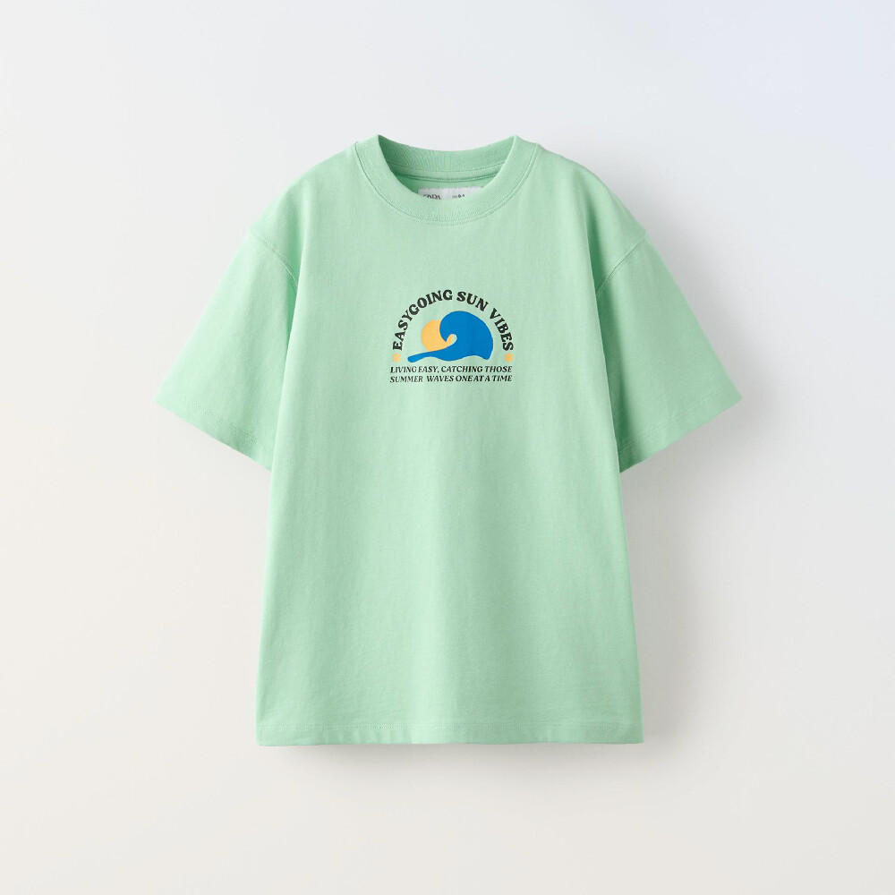 

Футболка Zara Sun Vibes, зеленый