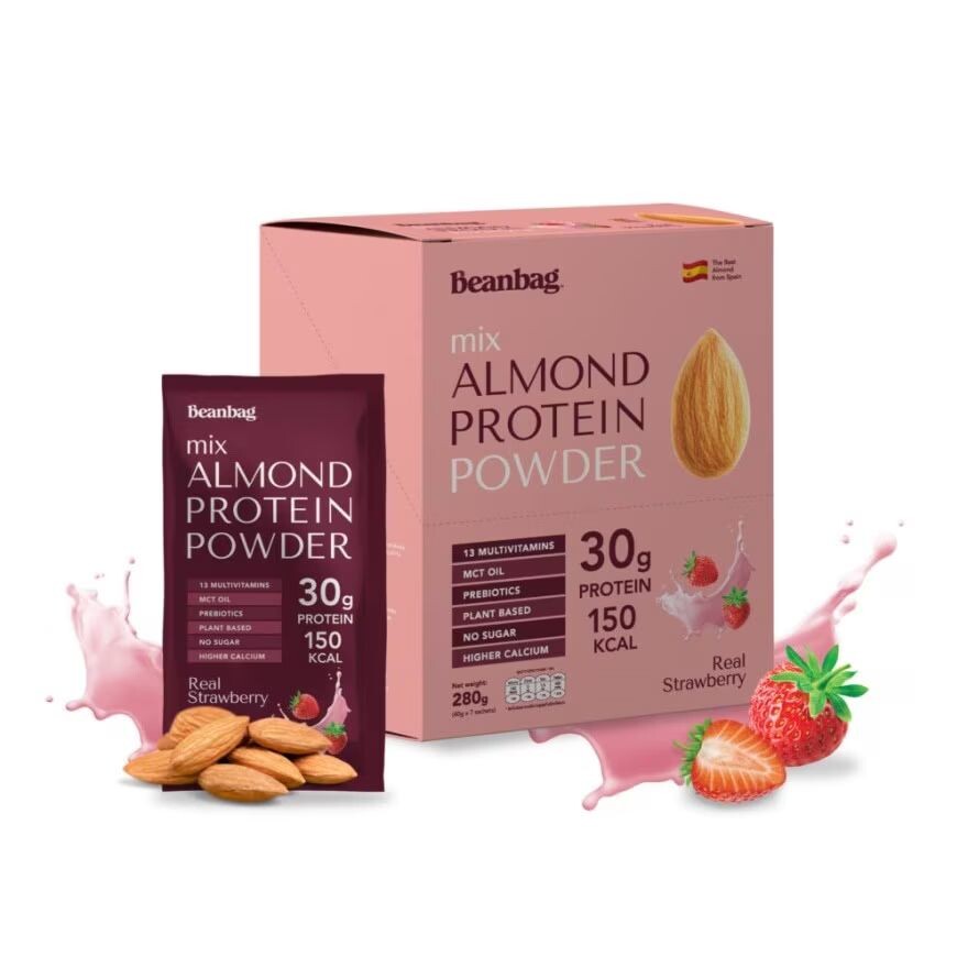 

Beanbag Mix Almond Protein Powder со вкусом клубники 280 г. (40 г х 7 пакетиков), Light pink