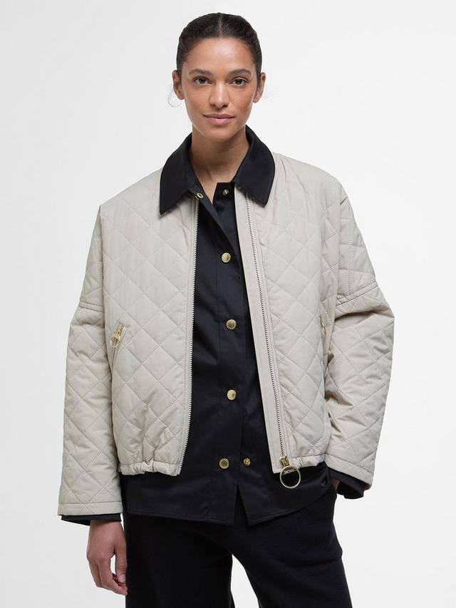 

Модернизированная стеганая куртка-бомбер emyln Barbour, цвет Light Grey