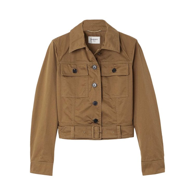 

Куртка Saint Laurent Cropped Belted Jacket 'Chatain', загар