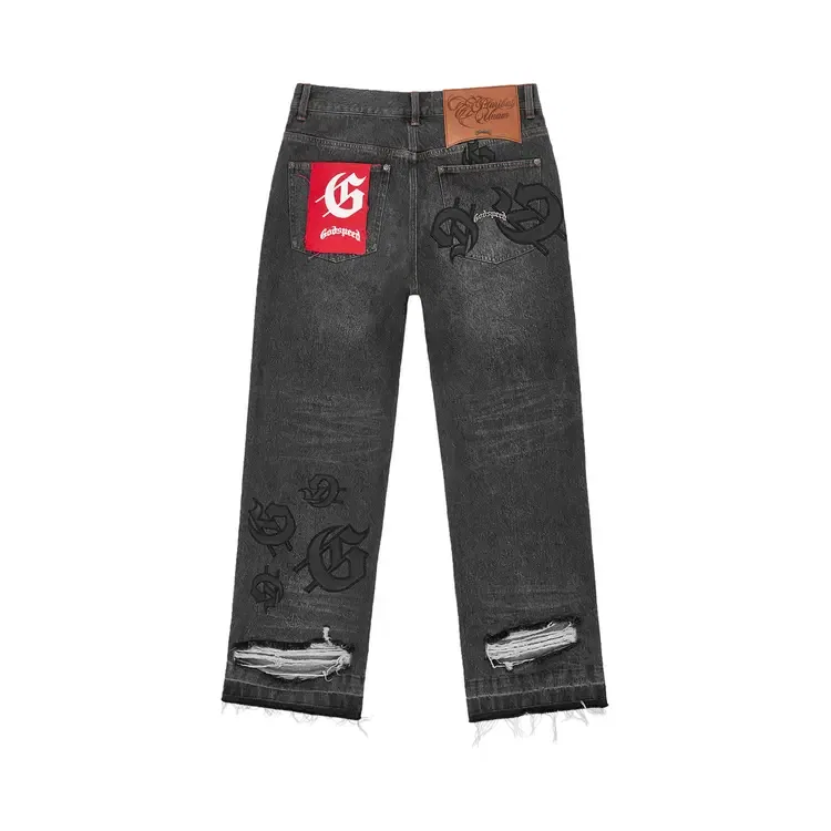 Джинсы подростковые Godspeed Scattered GS Logo Denim, черный — фото 2