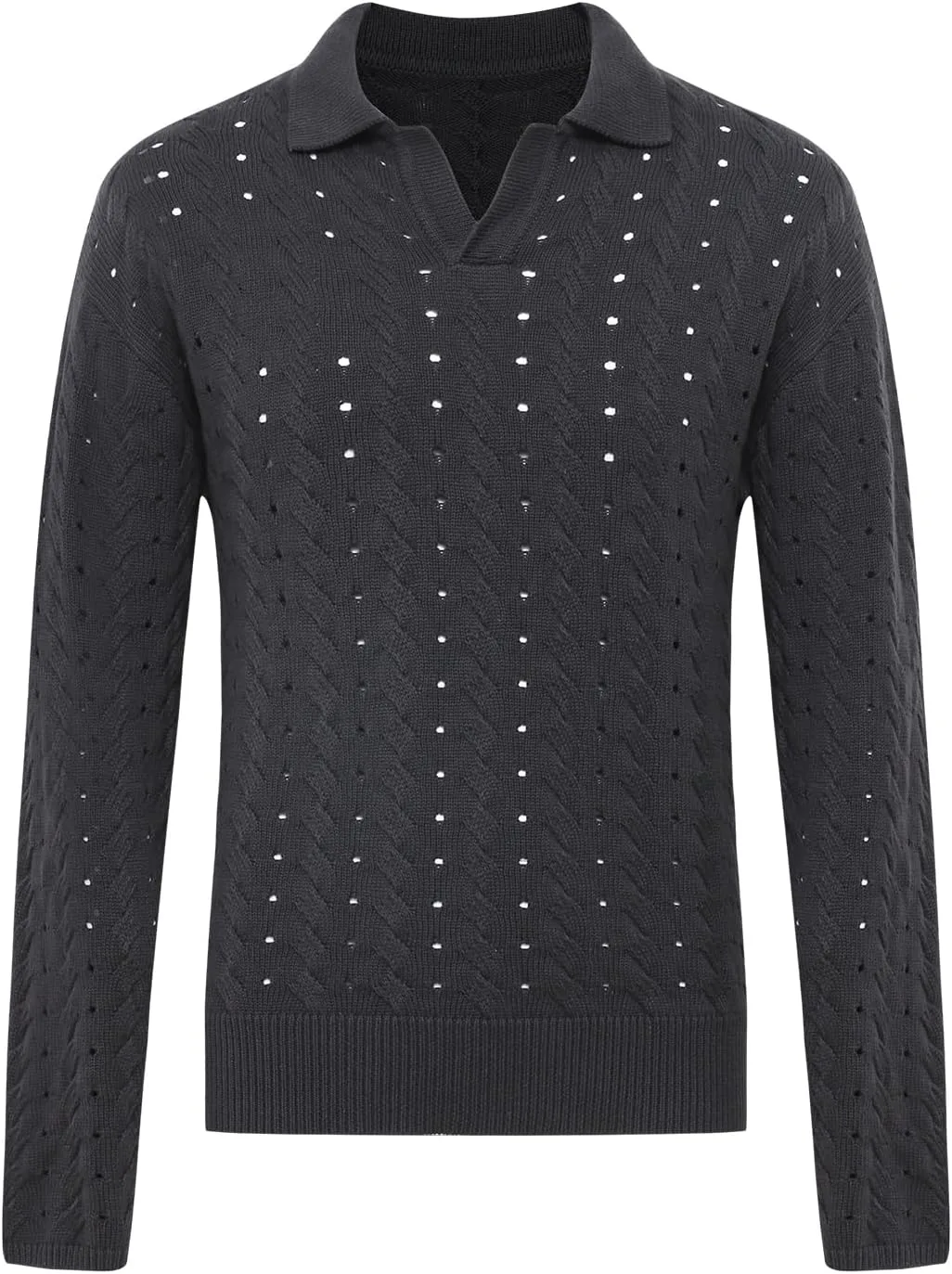 

Мужская вязаная поло с длинным рукавом и v-образным вырезом