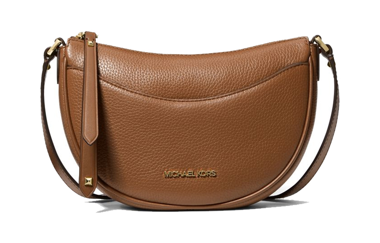 

MICHAEL KORS Сумка-полумесяц из натуральной кожи, маленькая женская сумка через плечо, коричневая