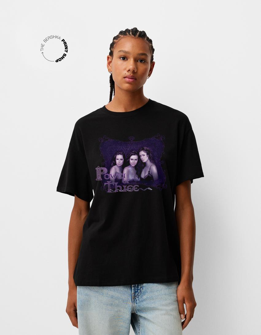 

Футболка Charmed oversize с коротким рукавом Bershka, черный