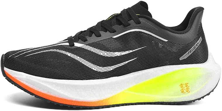 

Мужские беговые кроссовки с углеродной пластиной, легкие, с амортизацией, для шоссейных гонок, с противоскользящей и ударопоглощающей подошвой Generic, черный