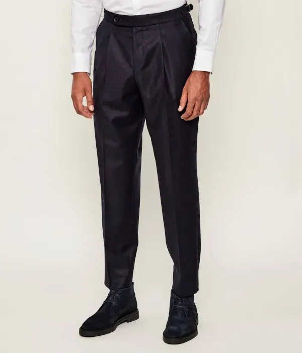 Шерстяные брюки C-Perino-PL-DTL-254 tapered fit Boss, темно-синий
