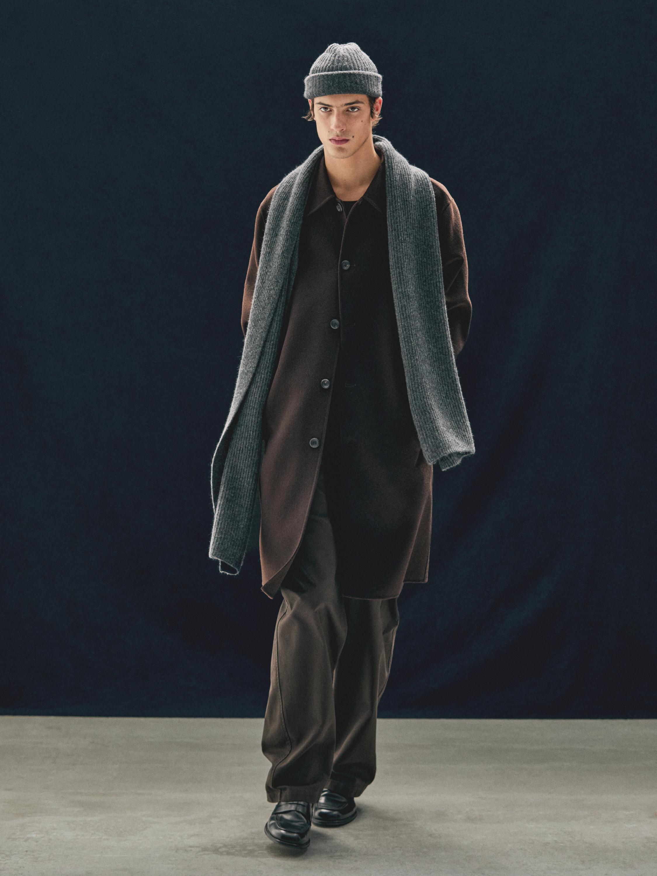 

Шапочка бини из 100% кашемира в рубчик Massimo Dutti, Charcoal