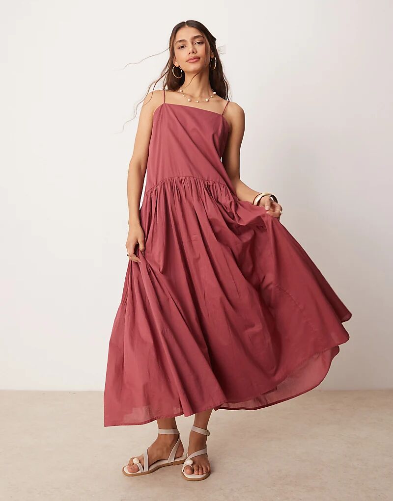 

Платье макси с заниженной талией ASOS DESIGN бордового цвета
