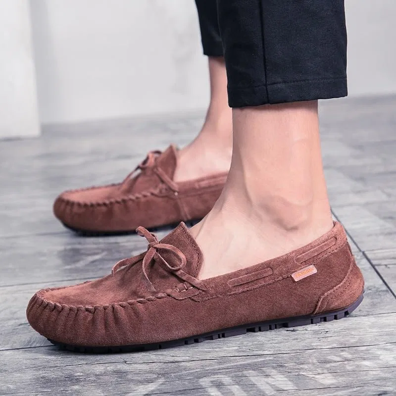 Мужские лоферы на плоском каблуке, замша, повседневные, Brown SayfuR — фото 4