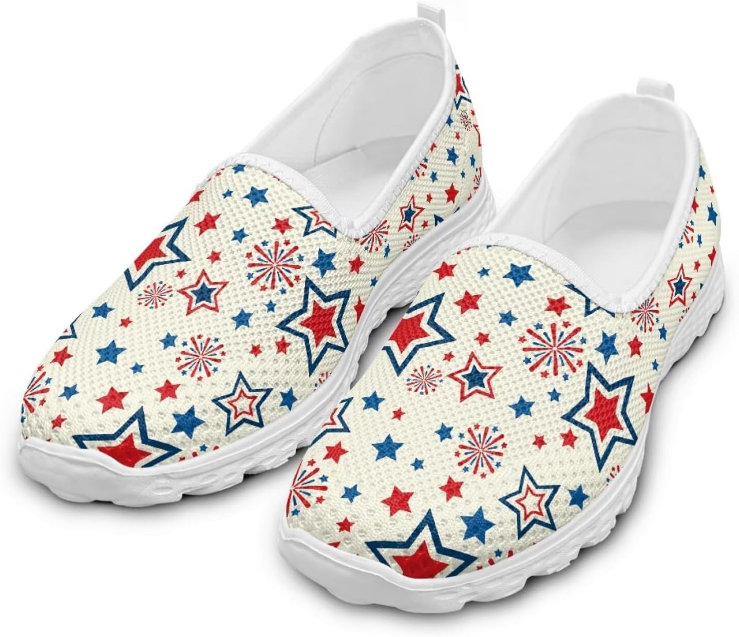 

Кроссовки Jeiento с американским флагом для женщин и мужчин, кеды для Дня независимости, сетчатые спортивные кроссовки, низкие плоские кроссовки для путешествий, 4th of July Us Flag Stars