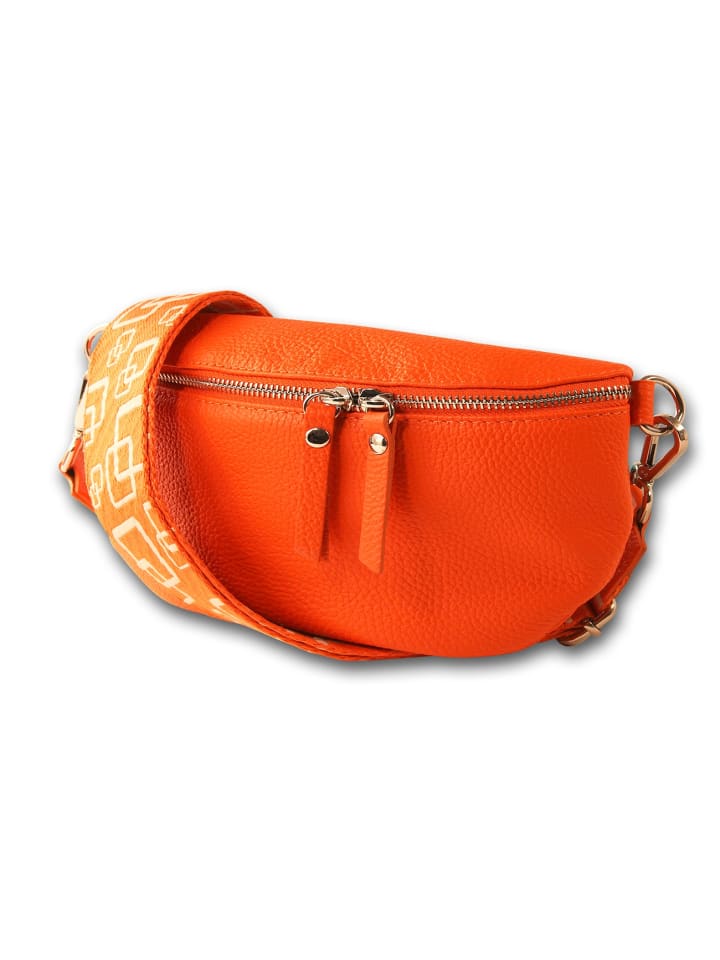 

Кожаная поясная сумка Toscanto, оранжевая, разноцветная, примерно 25 см
