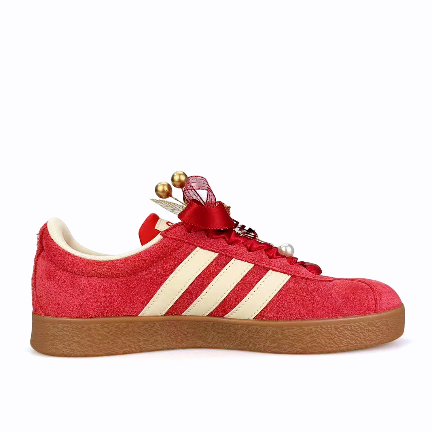 Adidas VL Court Classic Every Step With Joy - износостойкие низкие скейтбордистские кроссовки унисекс, красные — фото 4
