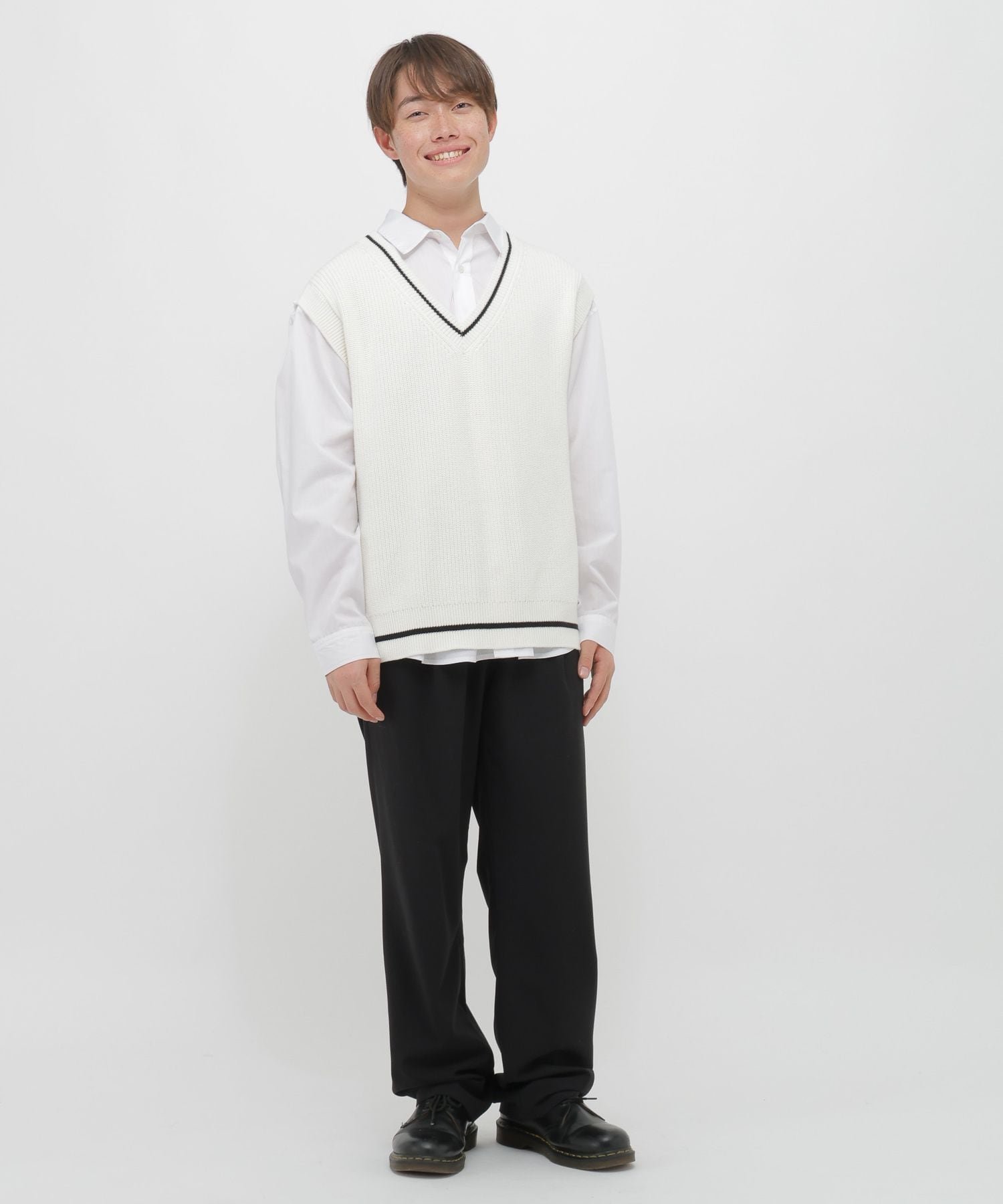2SET*Жилет*Рубашка/И ЛЮБОЙ ВАРИАНТ/633845 GLOBAL WORK, Blue shirt x navy vest 88 — фото 2