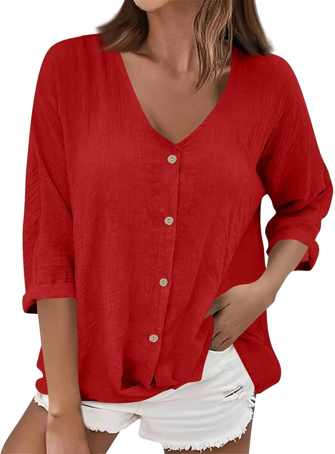 

Женская блузка с длинным рукавом и V-образным вырезом bawilom